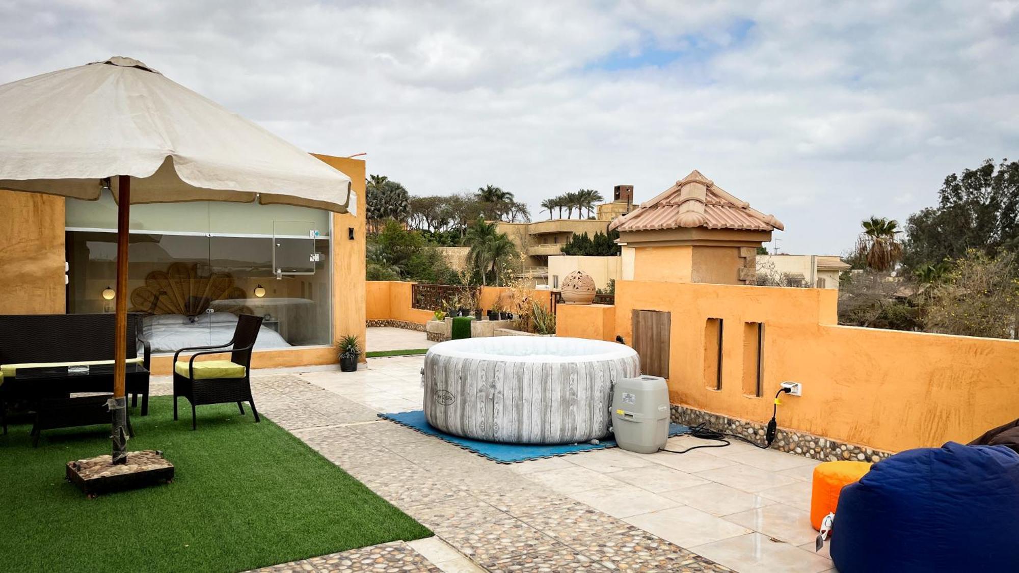 Boho Getaway With Pyramids View & Jacuzzi Giza Exterior foto