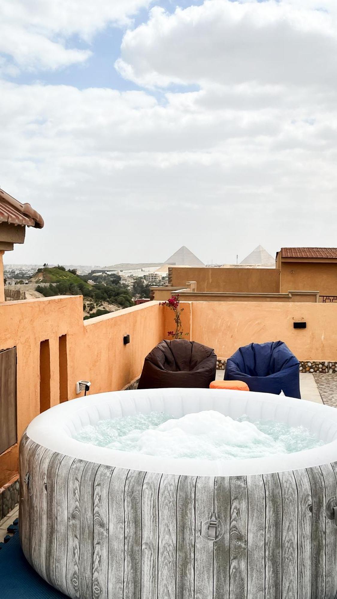 Boho Getaway With Pyramids View & Jacuzzi Giza Exterior foto